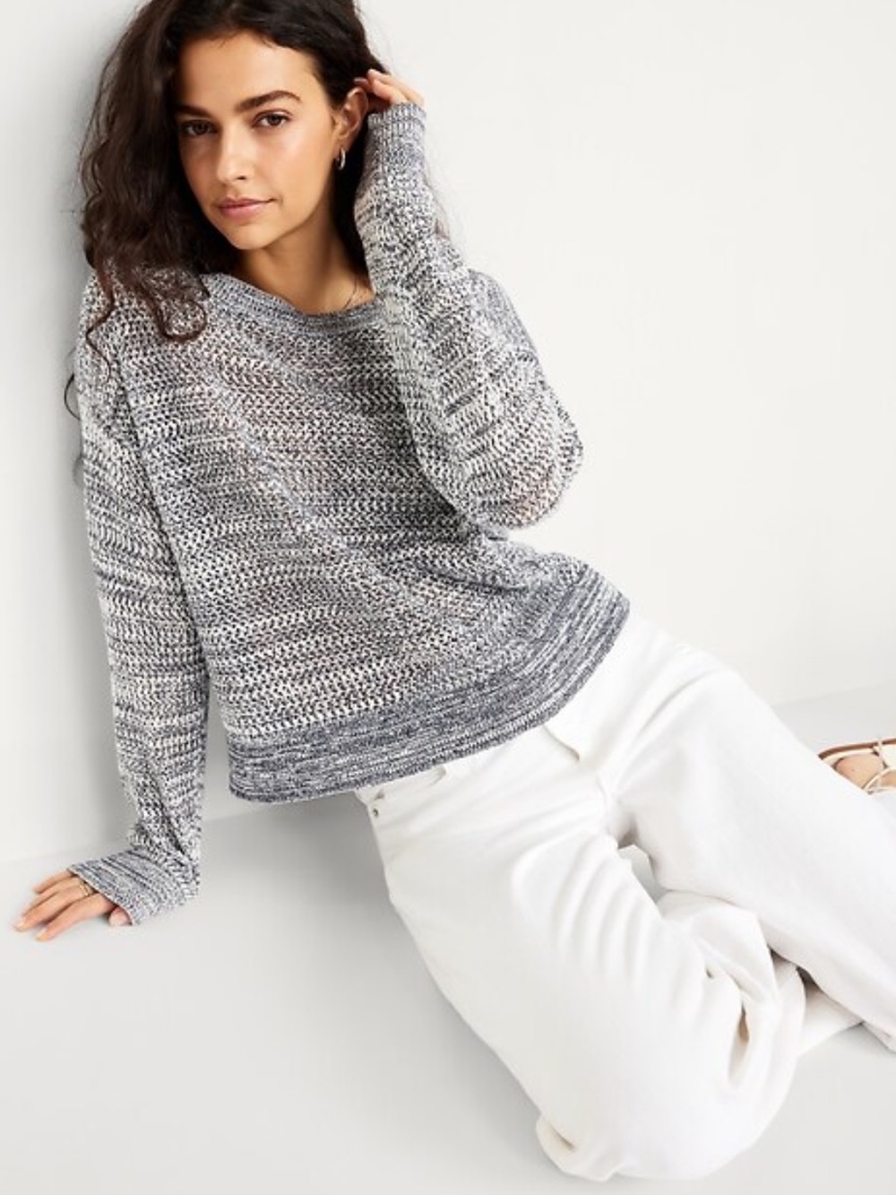 Old Navy Shaker Knit Sweater, Grey, M
